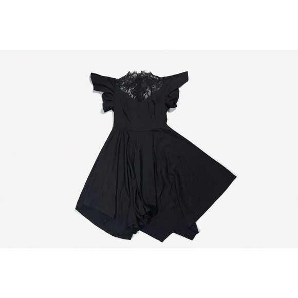 Whimsigoth Gothic Lace Handkerchief Hem Dress Witchy Dark Academia Flutter Goth - Picture 2 of 5